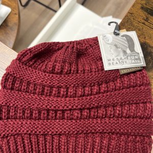 Messy Beanie Bun Tail - Maroon