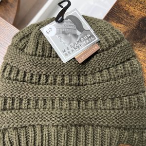 Messy Beanie Bun Tail - Olive