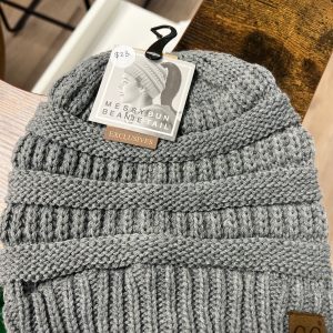 Messy Beanie Bun Tail - Heather Grey