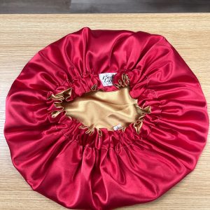 Reversible Bonnet: Red, Gold, Adult Large