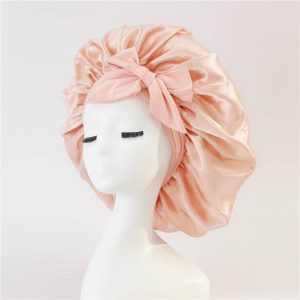 New Silk Bonnet For Sleeping Women Satin Bonnet Hair Bonnet Night Sleep Cap Scarf Wrap For Curly Hair With Tie Band For Curly Hair: Apricot